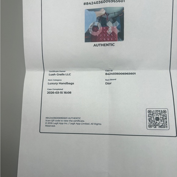 Christian Dior Lady Dior Medium Red Patent Cannage Bag Charm Italy Authentic - Picture 14 of 14